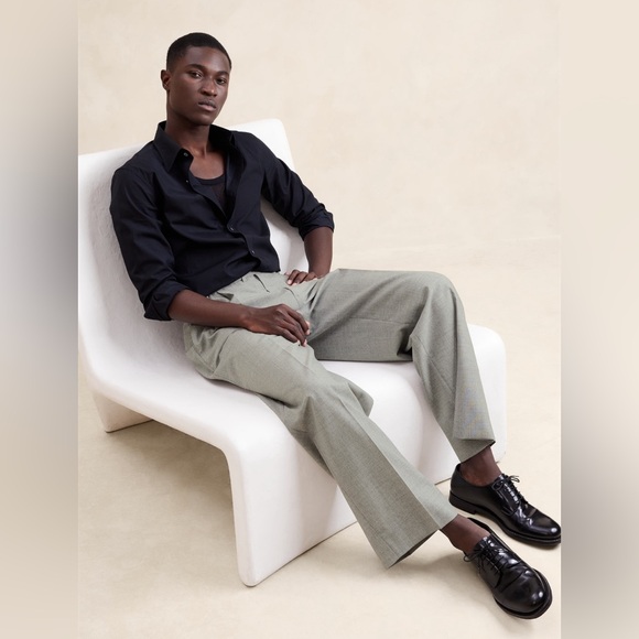 BANANA REPUBLIC SIGNATURE ITALIAN RUSTICO WIDE-LEG SUIT PANT - Picture 2 of 13